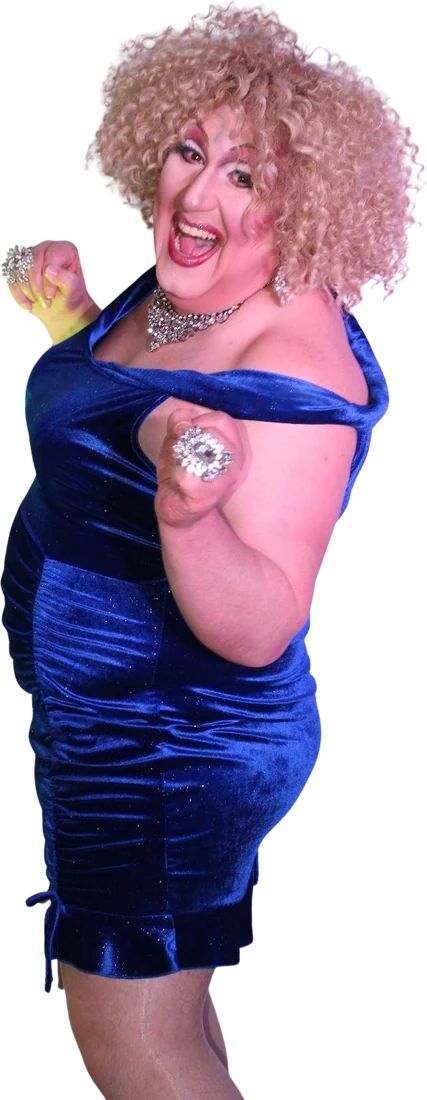 Carla Gold im blauen Bühnenlook