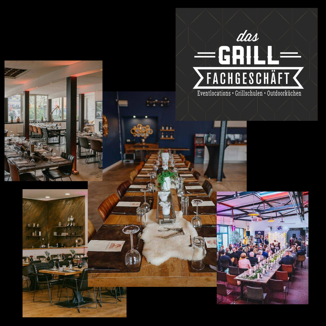 Das Grillfachgeschäft Düsseldorf-Heerdt, Eventlocation mit Industrie-Charme, Grillambiente und Bühne für besondere Veranstaltungen.